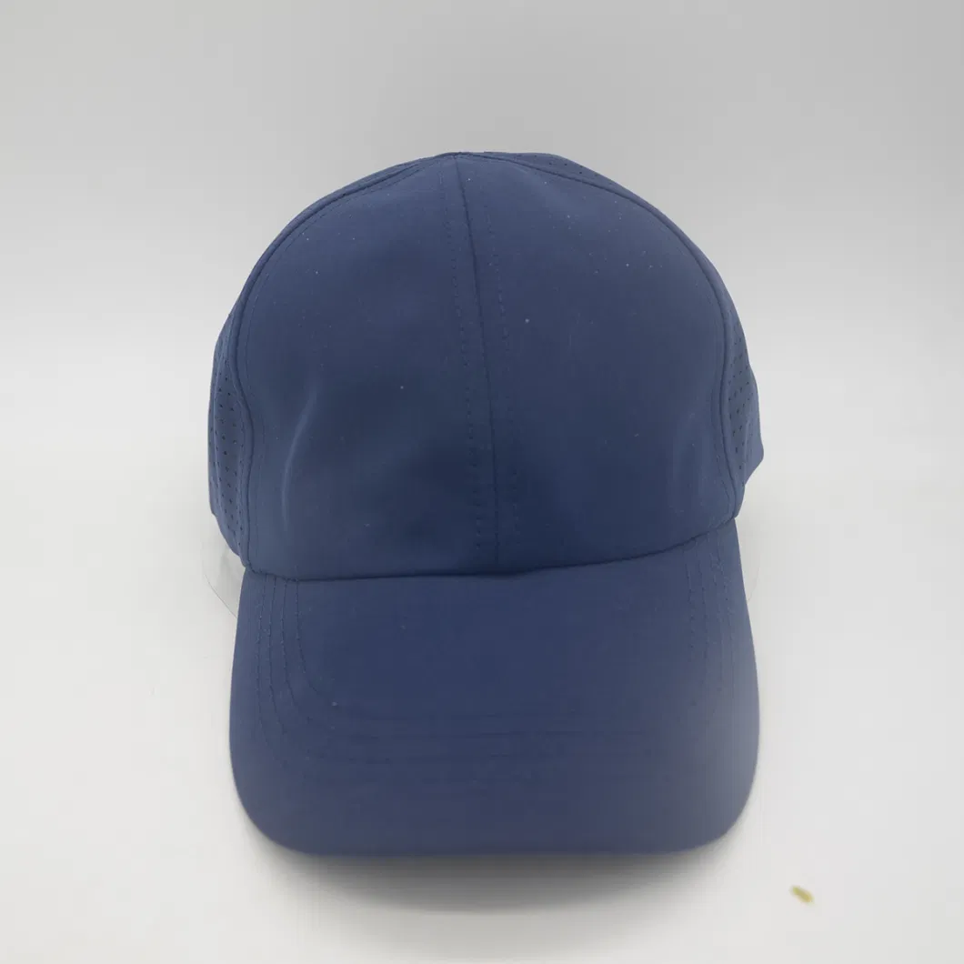 laser Cutting Performated Hole 6 Panel Breathable Polyester Baseball Cap Sport Cap Without Top Button