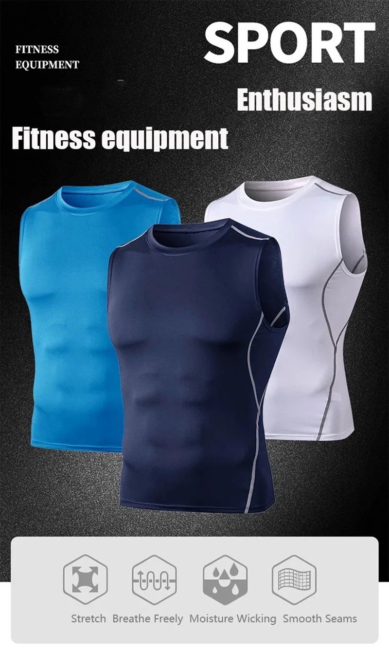 Men′s Workout Sleeveless Shirts Quick Dry Muscle Tank Top Athletic Gym Swim Running Tee Athletic Compression Tank Sports Basketball Top